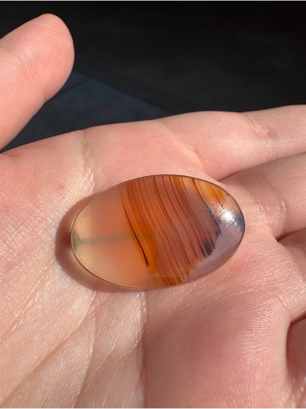 10k Victorian Banded Agate Cabochon Brooch